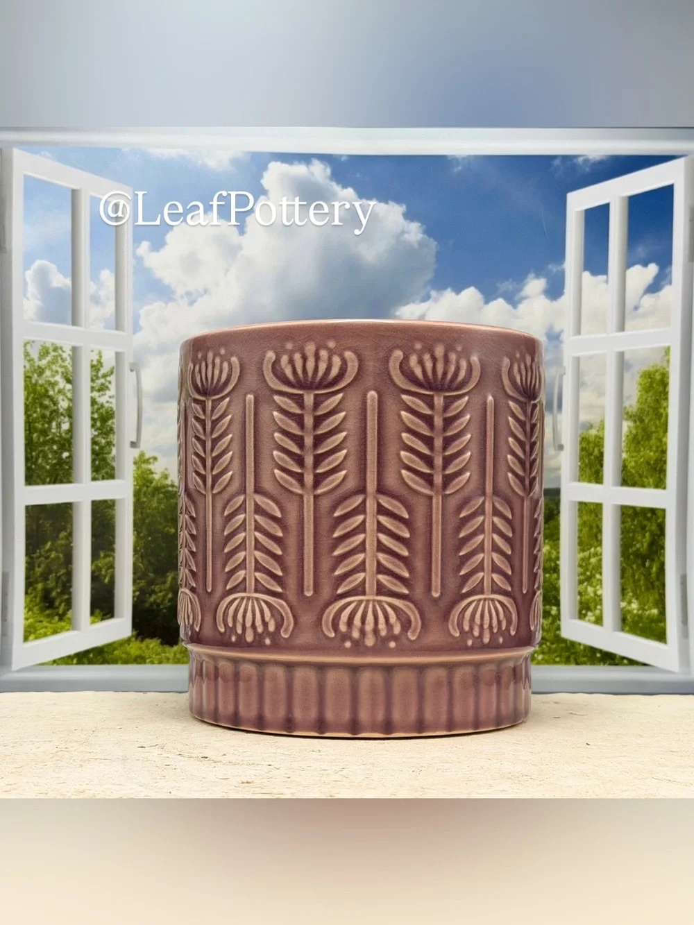 Handmade Mauve Ceramic Planter with Drainage Hole 6x6 | Terracotta Botanical Pot